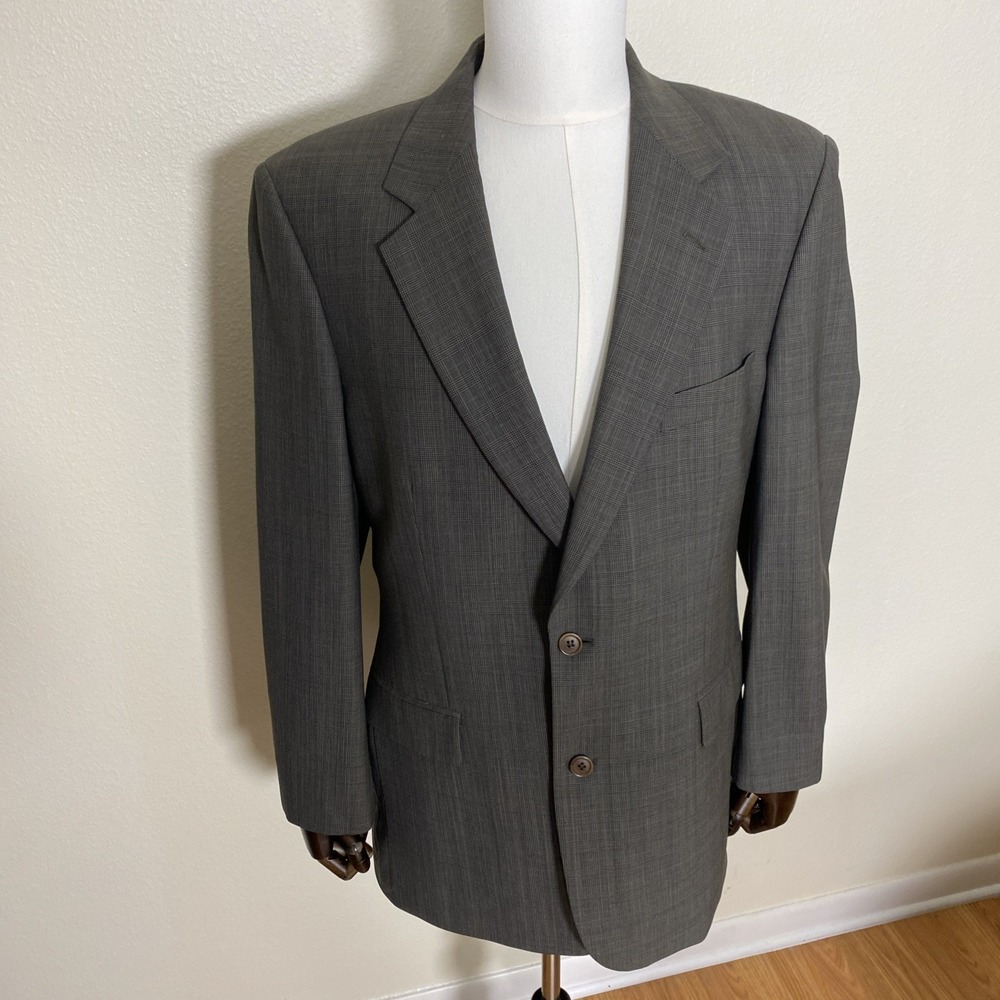 Brooks Brothers Brooks Stretch Blazer Taupe/Brown Glen Plaid Wool Sport Coat